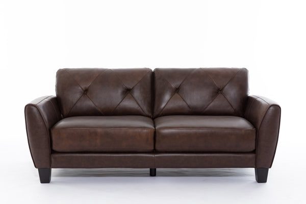 English Elm 3+2 Diamond Quilted Top Grain Leather Sofa Transitional Living Room Two Over Two W1896S00009