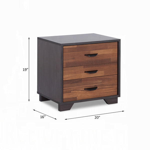 English Elm Two-tone Modern Nightstand with 3 Smooth-Glide Drawers, Space-Saving End Table for Bedroom Espresso,Walnut B016P253966