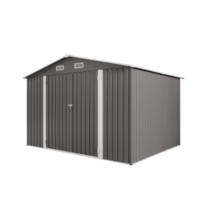 English Elm 10 X 8 Ft Galvanized Steel Outdoor Shed with Lockable Doors and Vented Window W3213S00003