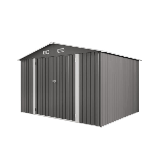 English Elm 10 X 8 Ft Galvanized Steel Outdoor Shed with Lockable Doors and Vented Window W3213S00003