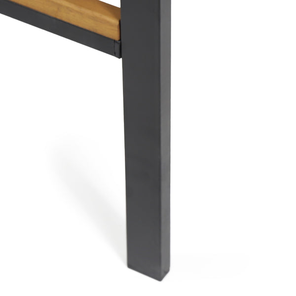 English Elm Christopher Knight Home® - BRAMPTON Industrial Acacia Wood Barstools Set of 2 — Teak Slatted Seats, Black Iron Legs, Outdoor Ready 68320.00WTC