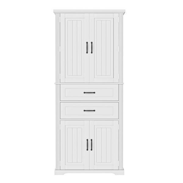 English Elm Christopher Knight Home® - Storage Cabinet 72.5" Tall Multi-Shelf Organizer with 2 Deep Drawers, Adjustable Shelf & Anti-Tip Safety White N759P293426K
