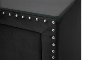 English Elm Glam Six Drawer Velvet Dresser Tufted Nailhead Trim Tempered Glass Top Bedroom B2741P422557