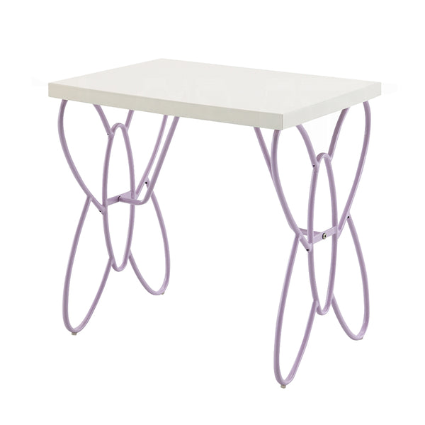 English Elm Butterfly Princess Nightstand with Crown Frame, Solid Metal White & Light Purple, Elegant Kids Storage B016P253589