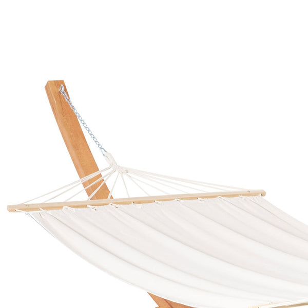 English Elm Outsunny Extra Large Cotton Hammock With Stand - Boho Style, No Trees Needed, Perfect For Relaxing Indoors & Outdoors W2225P174062-GIGA