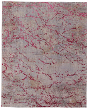 Feizy Rugs Pryor Luxurious Abstract High-low Pile Rug - Modern, Versatile Design In Earthy And Vibrant Tones Pink,Gray,Taupe Polyester,Viscose Pry39nefpnkmlth98