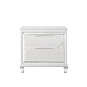 English Elm Pearl Luxe 2-Drawer Nightstand with Mirrored Trim, Acrylic Crystal Legs & Elongated Pulls, Glamorous Storage B062P215411
