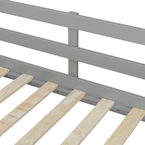 English Elm Twin Bunk Bed with Storage Drawers Hanging Rail Led Shelves and Pegboard Organizer Gray LT000282AAE