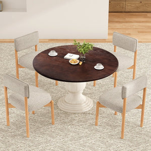 English Elm Modern Linen Upholstered Dining Chair Set Solid Wood Cross Base Removable Back Khaki T3623P466006