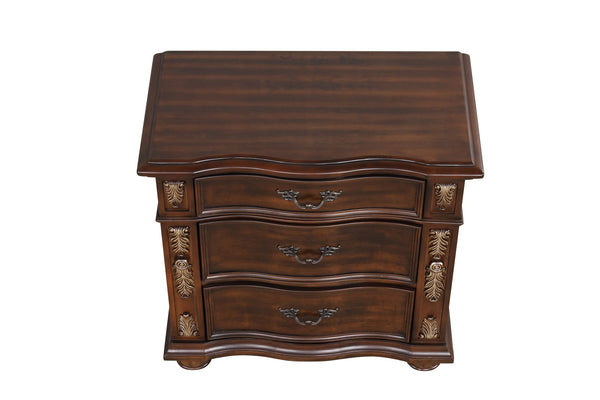 English Elm Lyon G07100-N Nightstand with Velvet-Lined Top Drawer, 3 Smooth-Glide Drawers, Ready-to-Use Wood Piece Cherry 36 L x 21 W x 33 H B078P301575