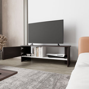 English Elm Rock Brenton TV Stand with Concealed Cabinet and Open Shelf for Media Devices, Durable Finish Multicolor 53.5 L x 17.3 W x 4 H B128P263717
