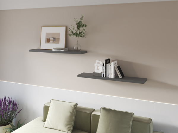 English Elm Greer Floating Shelf Set Of 2 In Grey Melamine - Modern Design, Space-Saving, Easy Installation! B128P245006