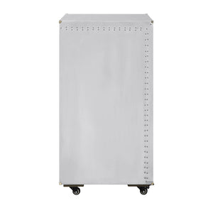 English Elm Raini Rolling Aluminum Wine Cabinet with Patchwork Panels for Modern Living Spaces B2726P457633