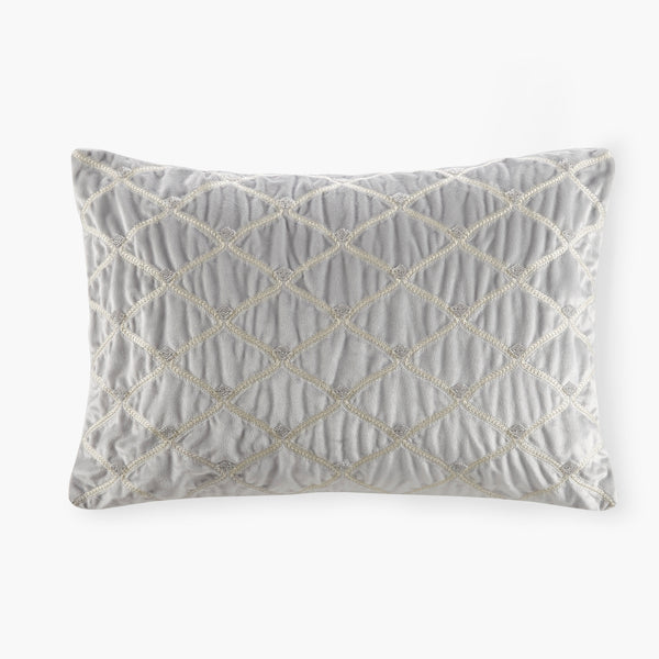 English Elm Oblong Luxe Velvet Foxtail Stitch Pillow with Hand Beading, Plush Goose Feather Insert, 22x15" Silver 14.96 L x 22.05 W x 3.94 H B035129193