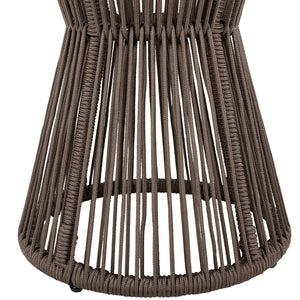 English Elm Scott Living Nara Outdoor Acacia Wood Side Tables with Woven Rope Iron Frame Set Dark Grey,Teak N770PS2354692D