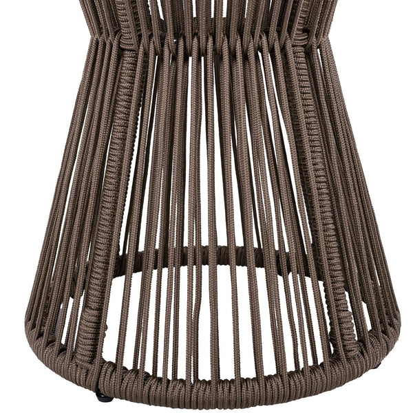 English Elm Scott Living Nara Outdoor Acacia Wood Side Tables with Woven Rope Iron Frame Set Dark Grey,Teak N770PS2354692D