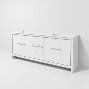 English Elm White Double Bath Vanity With Quartz Top - 80" W Elegant Storage Solution For Modern Bathrooms B2731P259568-GIGA