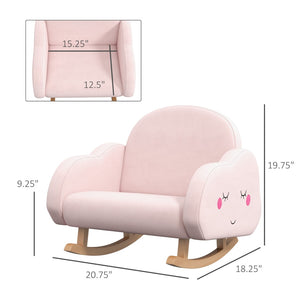 English Elm Qaba Cloud-Shaped Rocking Chair For Kids - Plush Velvet Armchair With Safety Features For Ages 1.5-5 W2225P229397-GIGA