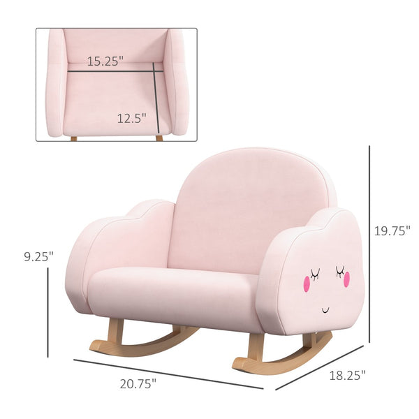 English Elm Qaba Cloud-Shaped Rocking Chair For Kids - Plush Velvet Armchair With Safety Features For Ages 1.5-5 W2225P229397-GIGA