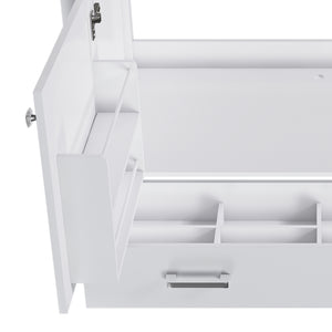 English Elm 42'' White Bathroom Vanity Base Cabinet with Doors & Soft-Close Drawer, Solid Frame MDF, Fits 43x22 Sink W509P347342