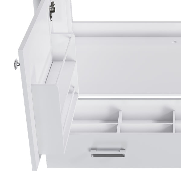 English Elm 42'' White Bathroom Vanity Base Cabinet with Doors & Soft-Close Drawer, Solid Frame MDF, Fits 43x22 Sink W509P347342