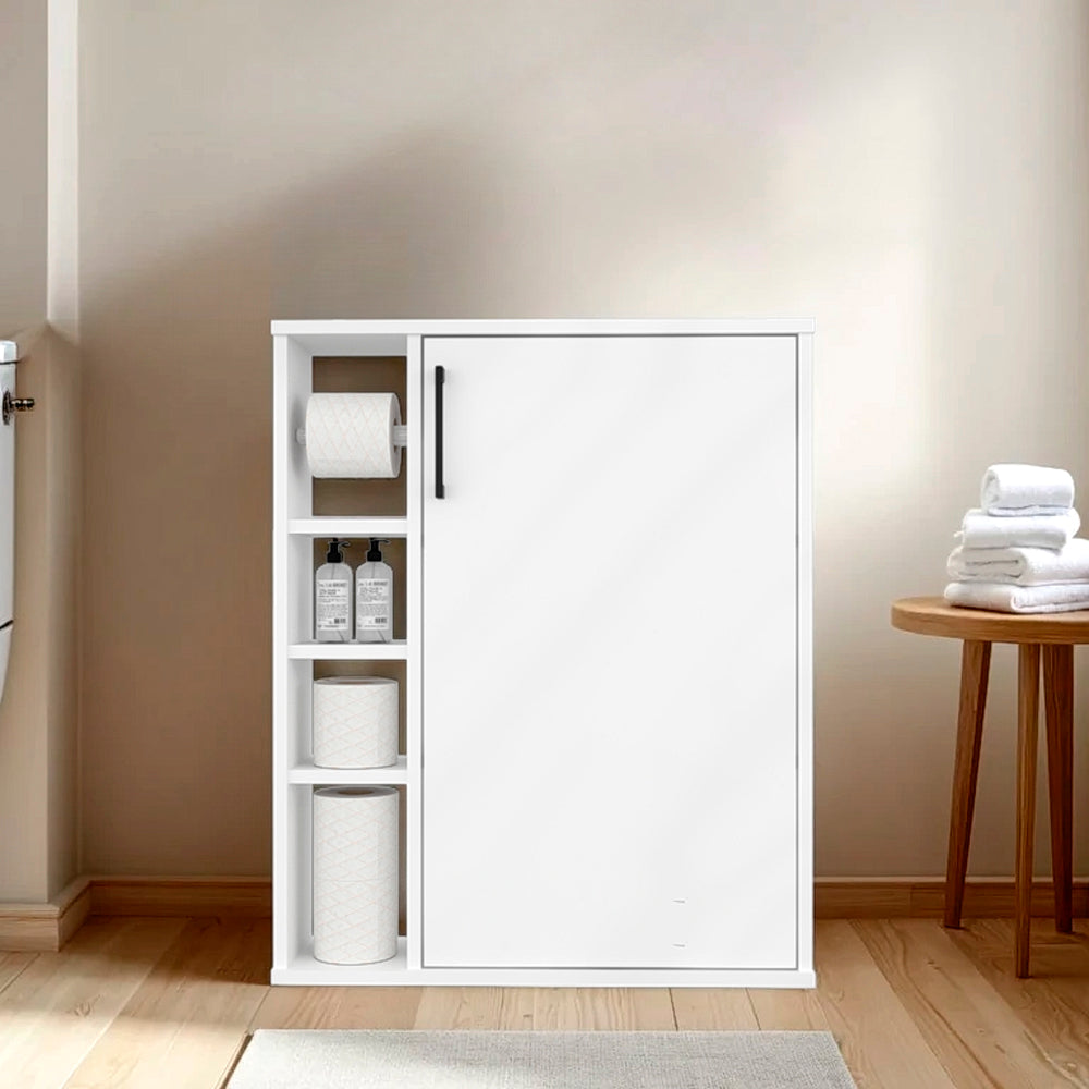 English Elm Rosemont Sliding Door Wall Cabinet White Finish Adjustable Shelves Bathroom Storage B092P390616