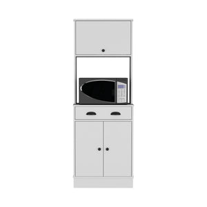 English Elm Apex Compact Kitchen Pantry 66.3" H with Drawer, 3 Shelves & Cabinets for Organized Storage White 37.7 L x 20 W x 8.26 H B097P199736