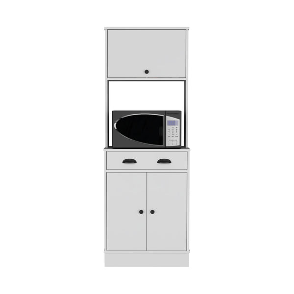 English Elm Apex Compact Kitchen Pantry 66.3" H with Drawer, 3 Shelves & Cabinets for Organized Storage White 37.7 L x 20 W x 8.26 H B097P199736