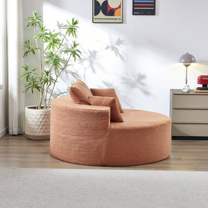 English Elm 55"l Teddy Fleece Round Chaise Chair Plush Foam Seating for Modern Living Rooms Orange W1669P368393