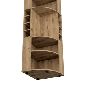 English Elm Fm Furniture Clifton Tall Corner Bar Cabinet with Wine Rack Stemware Hanger Warm Finish B128S00063