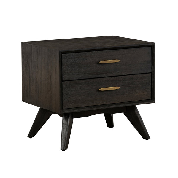 English Elm Baly Solid Acacia Wood Two Drawer Nightstand Mid-century Tapered Legs Bedroom B2736P464875