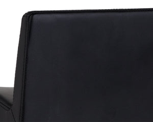 Sunpan Dani Chic Bar Stool with Antique Black Faux Leather & Brushed Champagne Gold Frame for Stylish Dining Bar Height