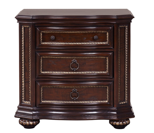 English Elm Paris G09300-N Nightstand Cherry - Rich Cherry Finish, Velvet-Lined Drawer, Wood Veneer Inlay, 32"H B078P301565