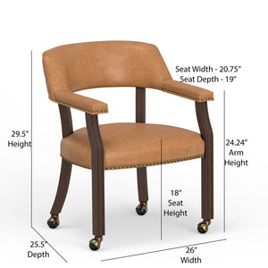 English Elm Gorman Walnut Game Dining Table Set with Faux Leather Nailhead Chairs for 4 B050S00040
