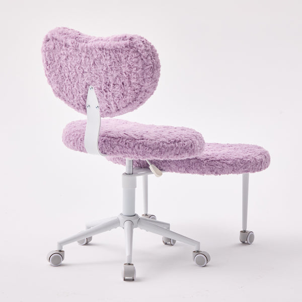 English Elm Artificial Rabbit Hair Cross Legged Desk Chair with Lumbar Support and Swivel Footrest Violet W1143P403572
