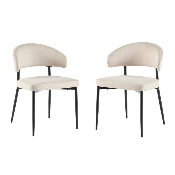 Modern Curved Back Upholstered Dining Chair - Set of 2 Ivory ALSD1EIV Walker Edison