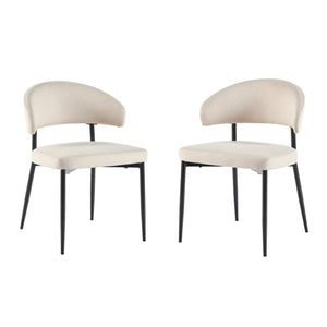 Modern Curved Back Upholstered Dining Chair - Set of 2 Ivory ALSD1EIV Walker Edison