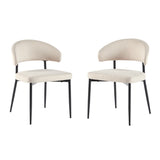 Modern Curved Back Upholstered Dining Chair - Set of 2 Ivory ALSD1EIV Walker Edison