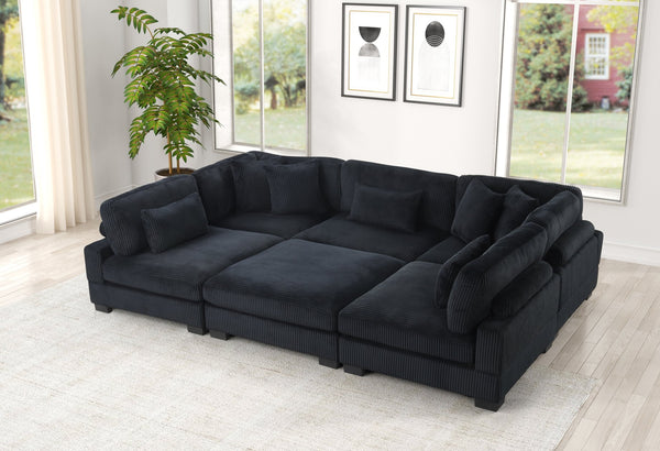 English Elm Bentley U-Shaped Modular Sectional In Black Corduroy - Stylish, Comfortable, Customizable Seating Solution B009S02138