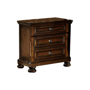 English Elm Transitional Black Wood Nightstand with Bun Legs and Three Drawer Hidden Storage B056P417108
