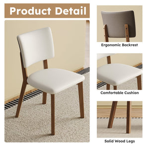 English Elm Solid wood dining chair set of 2 with PU leather seats, ash wood frame, ergonomic comfort, White+Walnut blend elegance W509P342510