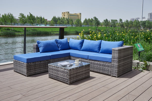 English Elm Patio Sofa With All-Weather Cushions For Stylish Outdoor Relaxation And Entertaining Spaces B205S00063-GIGA