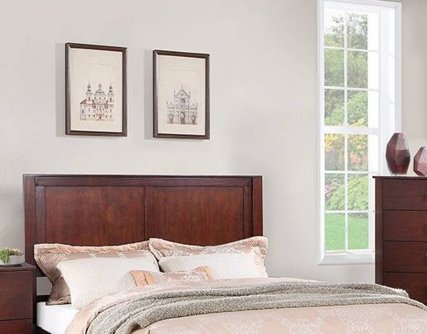 English Elm 1pc California King Bed Cherry Finish Two Panel Headboard Traditional Bedroom Frame B011S02094