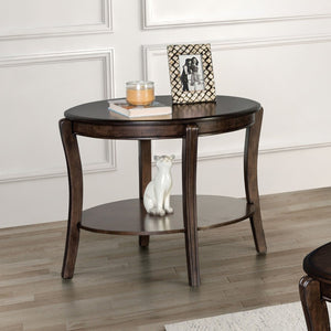 English Elm Traditional Oval End Table With Open Shelf - Elegant Walnut Finish & Curved Legs For Timeless Decor B2741P361122-GIGA