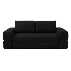 English Elm 81'' Corduroy Floor Sofa Convertible Loveseat Futon Sleeper with Foam Fill and Pillows Black W1117P459730