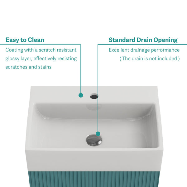 English Elm BB15-20Y-301 Glossy White 20"x14" Integrated Ceramic Sink with Overflow, Easy-Clean Rounded Edges W1865P279844
