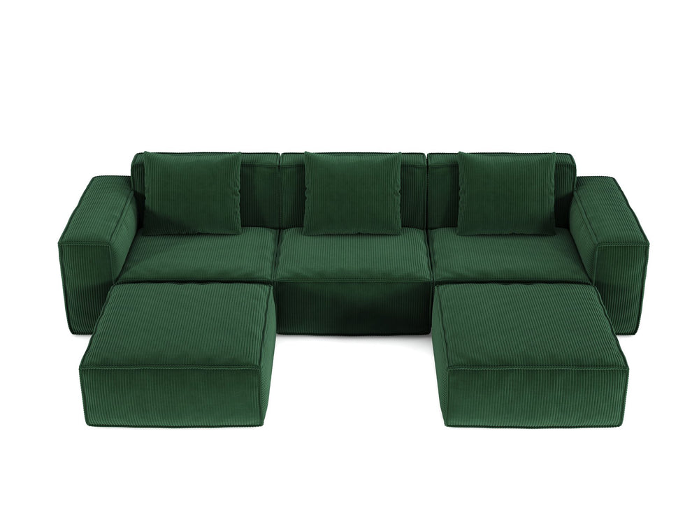English Elm 118-Inch Modular Sofa Bed - Luxurious Green Corduroy, Convertible Design, Perfect For Family Spaces! W3147S00031