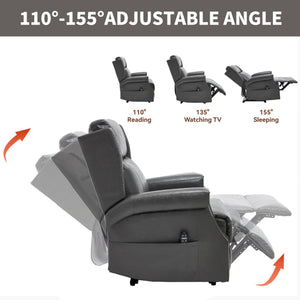 English Elm Emon's Overstuffed Chenille Power Lift Recliner with Massage Heat and Charging Ports Grey W1803S00088