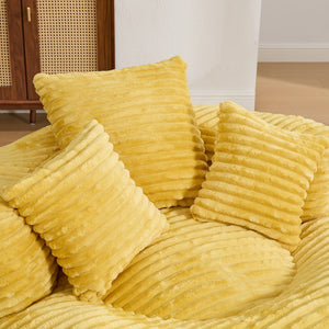 English Elm Bean Bag Sofa Oversized Corduroy Floor Lounge Chair with Armrests Pillows Foam Fill Mustard Yellow W395P426812