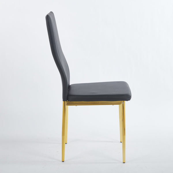 English Elm Chair Chair Set Of 4 - Elegant Black Seat With Golden Legs | Modern Comfort For Dining & Gatherings W234P302683